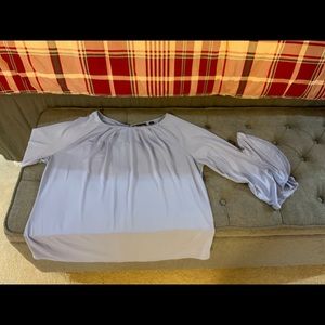 Sky baby blue blouse with ruffled 3/4 sleeves